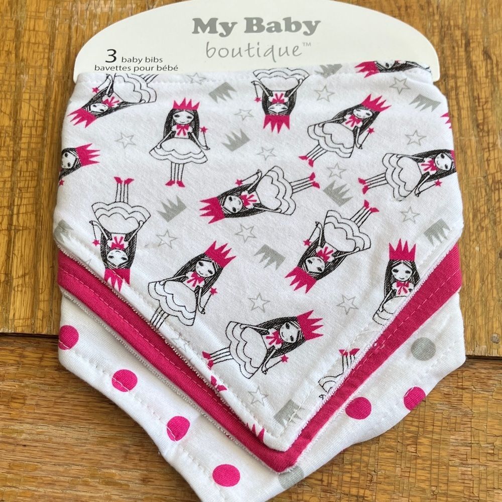 MY BABY BOUTIQUE Princess Bib Set - Pink and White